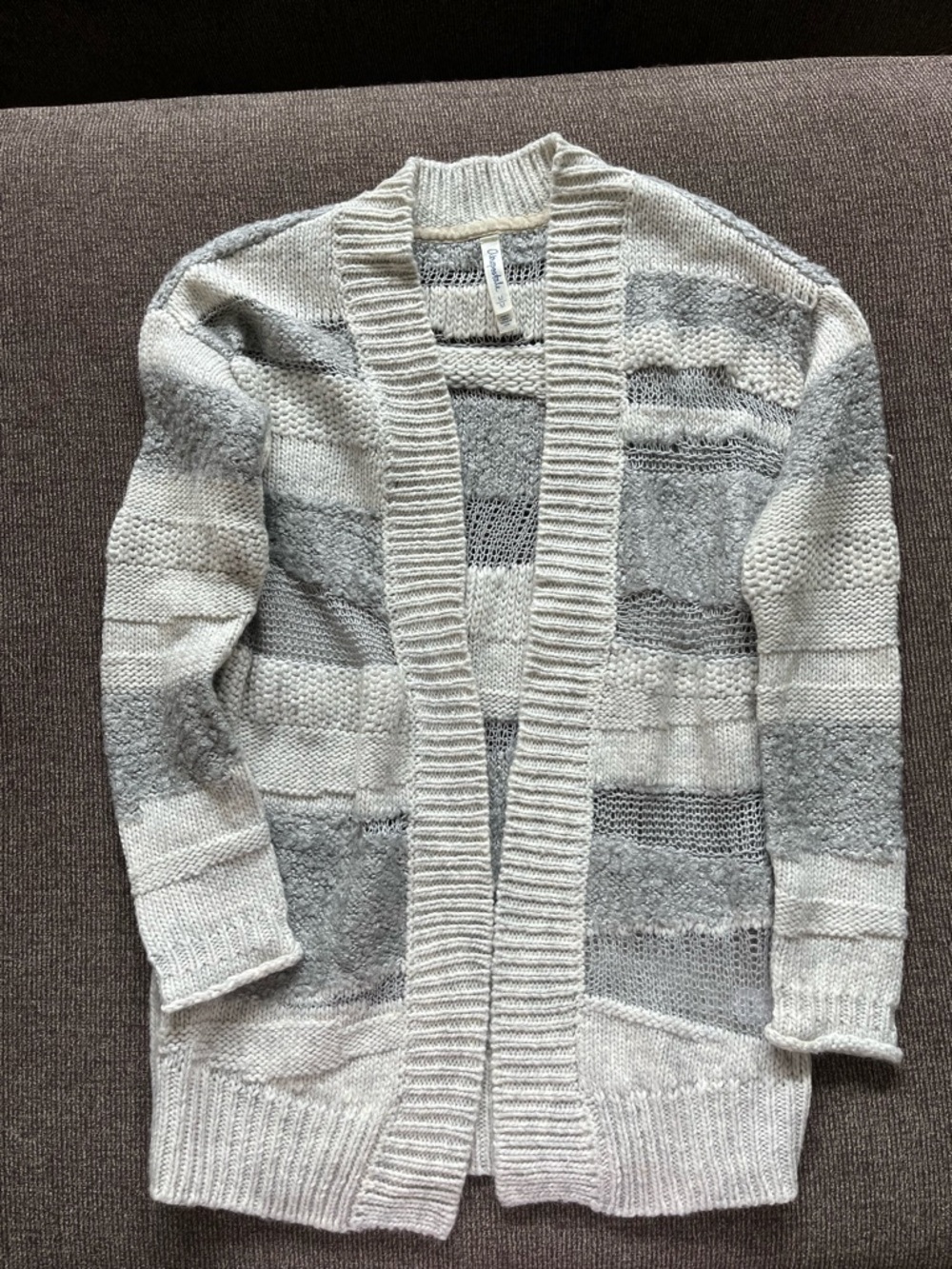 Aeropostale Gray and Cream Textured Knit Cardigan
